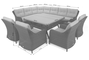 Narożne meble ogrodowe technorattanowe Windsor Brown Mat / Brown Melange