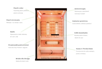 Sauna infrared narożna Nordum Pure 2-osobowa czarna