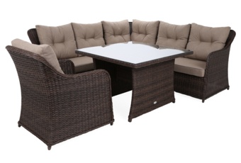 Narożny zestaw mebli ogrodowych Bergamo Brown Mat / Brown Melange