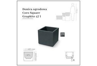 Donica ogrodowa Prosperplast Coro Square Graphite 47 l