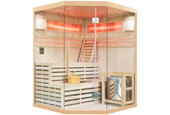 Sauna fińska narożna EA3CS Natural z panelami solnymi 3-osobowa