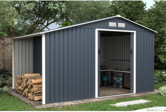 Domek narzędziowy Stockholm 342 x 255 cm Grey z drewutnią
