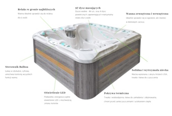 Wanna ogrodowa z hydromasażem Aquess Felicity 7202 5-osobowa