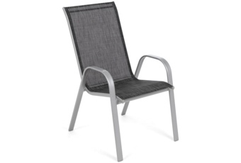 Zestaw 6 metalowych krzeseł ogrodowych Sevilla Silver / Black Melange