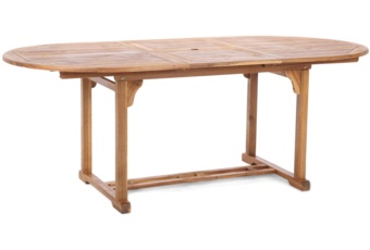 Meble ogrodowe drewniane Akacja Oval Cross 150+50 cm 6+1