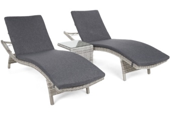 Zestaw leżaków ogrodowych z technorattanu Marbella Light Grey / Grey Melange ze stolikiem