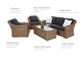 Meble ogrodowe technorattanowe Foggia Ginger Melange / Dark Grey