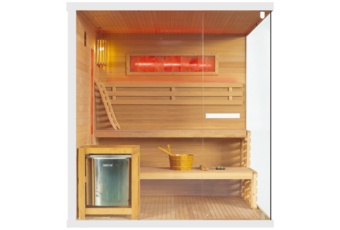 Sauna fińska narożna Nordum Pure 4-osobowa biała