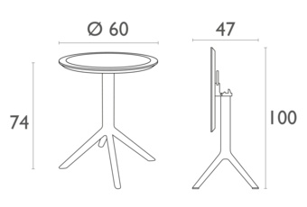 Stół Siesta Sky Folding Ø 60 cm White - składany - okrągły Stół Siesta Sky Folding Ø 60 cm White