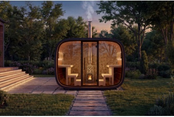 Sauna fińska zewnętrzna Leil® Saunas Round Cube Single 2.0 6-osobowa