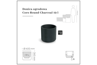 Donica ogrodowa Coro Round Charcoal 19 l