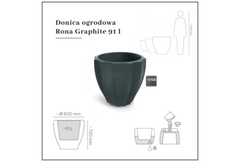 Donica ogrodowa Rona Graphite 91 l