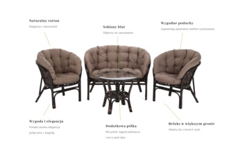 Meble ogrodowe rattanowe Bahama Brown / Cappuccino 3+1