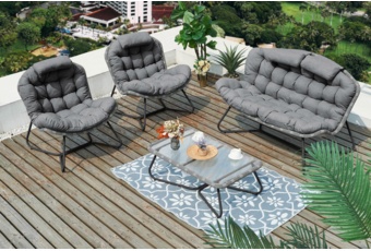 Meble technorattanowe Palermo szare - dla 4 osób Meble ogrodowe technorattanowe Palermo Grey / Grey