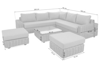 Narożne meble ogrodowe technorattanowe Umbria Beige / Taupe Melange