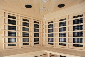 Sauna infrared narożna Nordum Solea 4-osobowa czarna - drewniana Sauna infrared narożna Nordum Solea 4-osobowa czarna