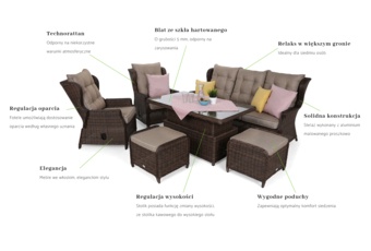 Meble ogrodowe technorattanowe Memfis Brown Mat / Brown Melange