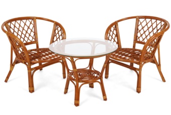 Meble ogrodowe rattanowe Bahama Orange / Cream 2+1 - dla 3 osób Meble ogrodowe rattanowe Bahama Orange / Cream 2+1