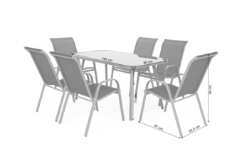 Meble ogrodowe Casablanca 145 cm Silver + Sevilla Silver / Grey 6+1 