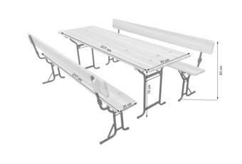 Ogrodowy zestaw piwny z oparciami 220 cm - piknikowy - imprezowy Ogrodowy zestaw piwny z oparciami 220 cm