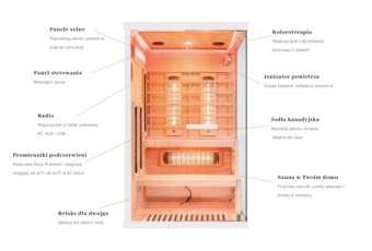 Sauna infrared narożna Nordum Pure 2-osobowa biała - z piecem - drewniana Sauna infrared narożna Nordum Pure 2-osobowa biała