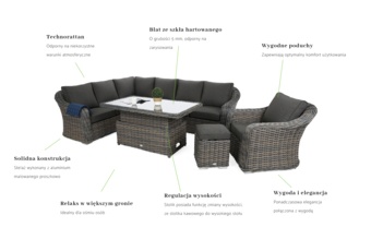 Narożny zestaw mebli ogrodowych Foggia Silk Grey / Grey Melange - szary - z technorattanu Narożny zestaw mebli ogrodowych Foggia Silk Grey / Grey Melange