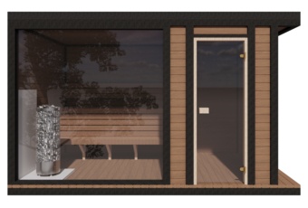 Sauna fińska zewnętrzna TerModula z mini szatnią 373 x 210 cm