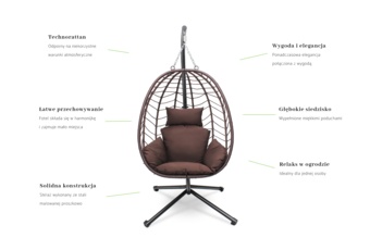 Fotel wiszący kokon Lugo Black / Brown