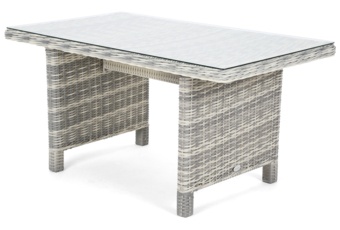 Jasnoszary zestaw wypoczynkowy Alicante dla 5-6 osób z technorattanu - sofa i fotele Meble ogrodowe technorattanowe Alicante Light Grey / Grey Melange