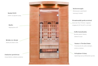 Sauna infrared Nordum Classic 2-osobowa WiFi brązowa - z panelami solnymi - z koloroterapią Sauna infrared Nordum Classic 2-osobowa WiFi brązowa
