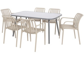 Meble ogrodowe Casablanca 150 cm Silver / Taupe + Lomi Beige 6+1