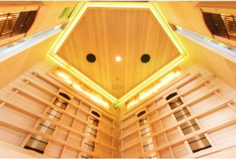 Sauna infrared narożna Nordum Classic 3-osobowa brązowa