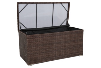 Skrzynia ogrodowa technorattanowa Lorca - brązowa - duża - meble ogrodowe Skrzynia ogrodowa Lorca Brown Mat