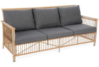 Meble ogrodowe technorattanowe Sycylia Beige / Grey - dla 5 osób - w stylu boho Meble ogrodowe technorattanowe Sycylia Beige / Grey