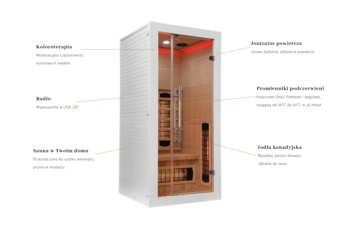 Sauna infrared Nordum Basic 1-osobowa biała - drewniana - z koloroterapią Sauna infrared Nordum Basic 1-osobowa biała