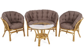 Meble ogrodowe rattanowe Bahama Honey / Cappuccino 3+1