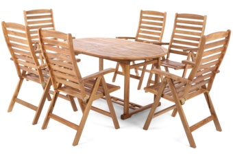 Meble ogrodowe drewniane Akacja Oval 150+50 cm 6+1