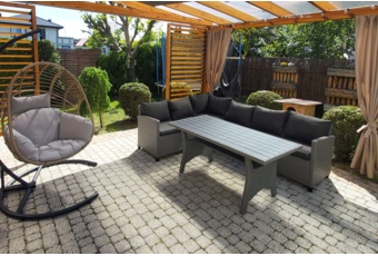 Narożne meble ogrodowe technorattanowe Lagos Muddy Grey / Black Melange