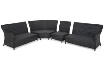 Narożne meble ogrodowe technorattanowe Windsor Grey / Grey Melange - szary - dla 11 osób Narożne meble ogrodowe technorattanowe Windsor Grey / Grey Melange