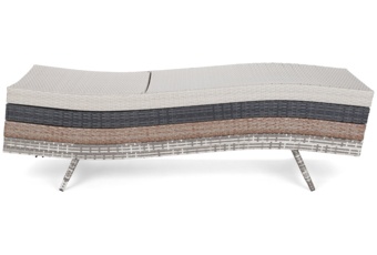 Zestaw leżanek ogrodowych Bora Bora Light Grey / Grey Melange ze stolikiem - jasnoszary - dwuosobowy Zestaw leżaków ogrodowych z technorattanu Bora Bora Light Grey / Grey Melange ze stolikiem
