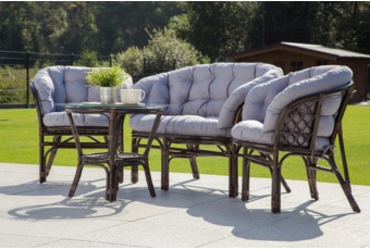 Meble ogrodowe rattanowe Bahama Orange / Latte 3+1 - dla 4 osób - naturalny materiał Meble ogrodowe rattanowe Bahama Orange / Latte 3+1