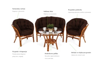 Meble ogrodowe rattanowe Bahama Orange / Brown 3+1