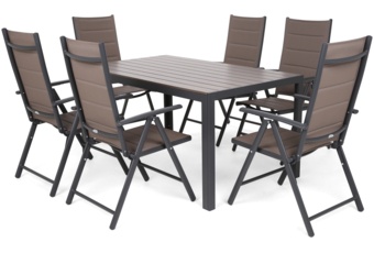 Meble ogrodowe aluminiowe Ibiza 150 cm Grey / Taupe 6+1