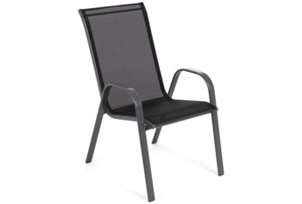 Zestaw 6 metalowych krzeseł ogrodowych Sevilla Grey / Black