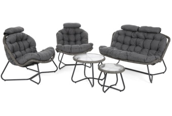 Meble ogrodowe technorattanowe Palermo Round Grey / Grey