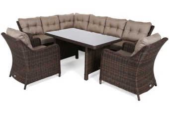 Narożny zestaw mebli ogrodowych lewy California Brown Mat / Brown Melange - brązowy - dla 8 osób Narożny zestaw mebli ogrodowych lewy California Brown Mat / Brown Melange