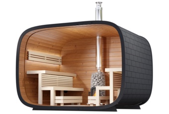 Sauna fińska zewnętrzna Leil® Saunas Round Cube Single 2.0 6-osobowa