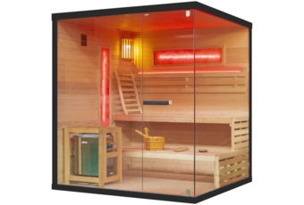 Sauna fińska narożna Nordum Pure 4-osobowa czarna II. gatunek