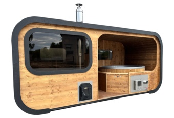 Sauna fińska zewnętrzna Hobbit Odnova z balią 220 x 500 cm