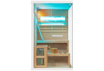 Sauna fińska narożna Nordum Pure 2-osobowa biała